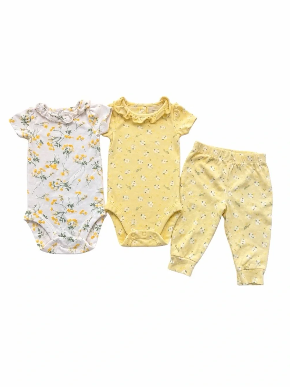 Gymboree 100% Organic Cotton Yellow Floral 3 piece set size 3-6 months